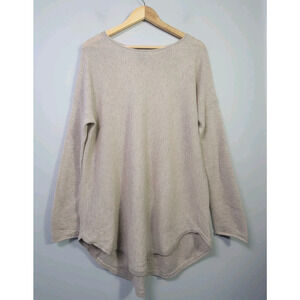 Sara Campbell Womens Medium Cashmere Tunic Sweater Long Sleeve Beige